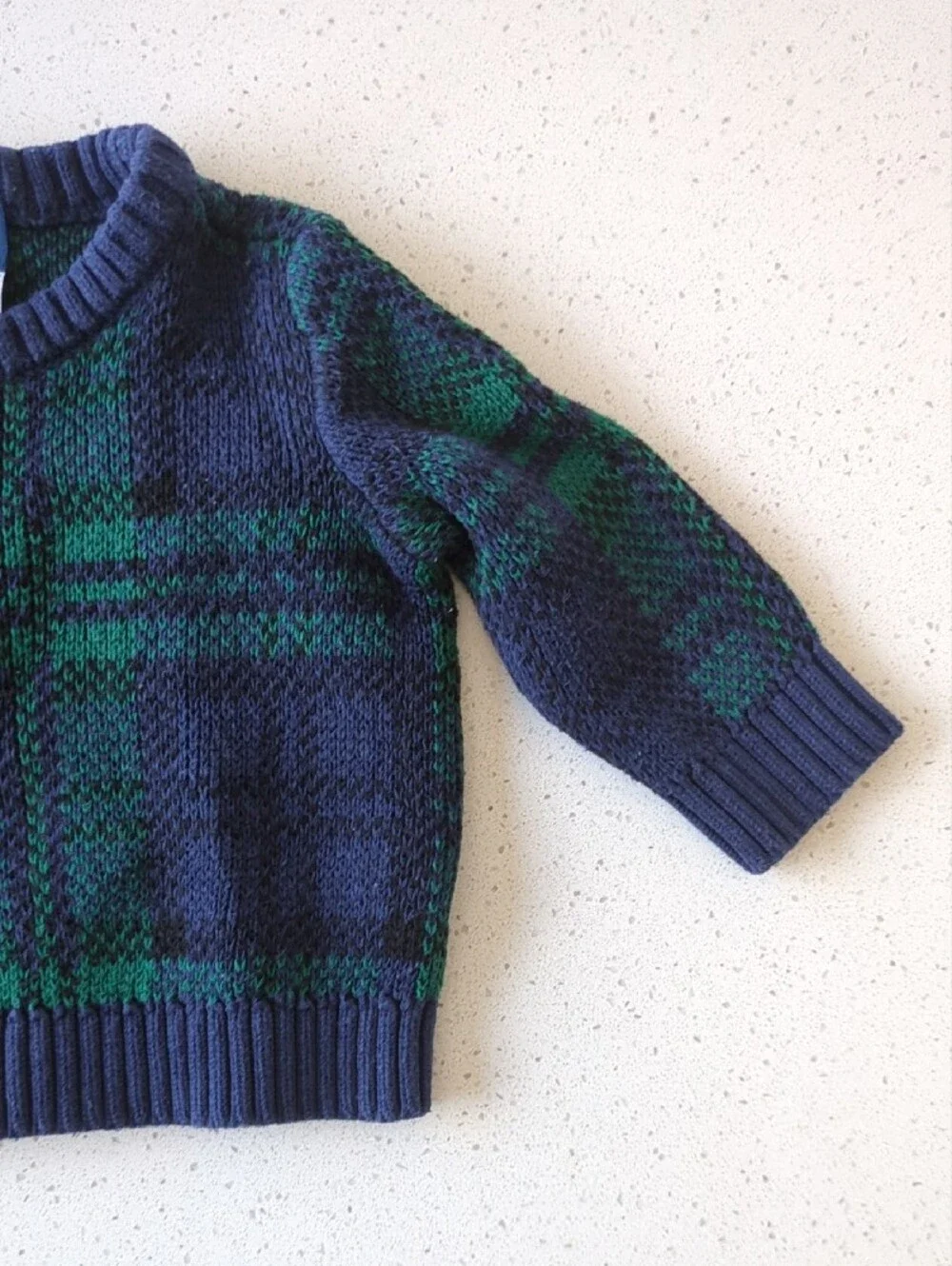 Old Navy Navy and Green Plaid Knit Matching Set 0-3 Months